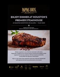 Pappas Bros. Steakhouse gift certificate 202//262